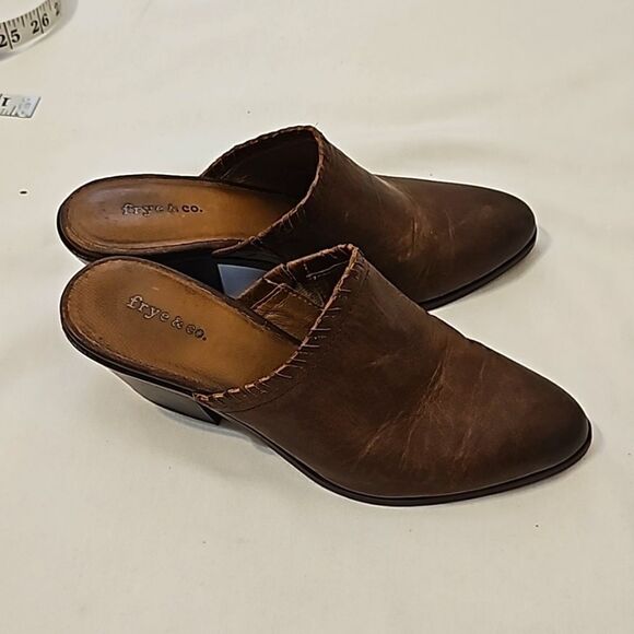 Frye & co. Leather Open Back Mules Cody Cognac size 6M - Picture 2 of 8